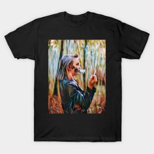 Halloween Blonde Vampire Smoking in the Fall T-Shirt